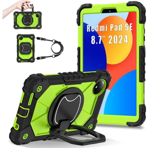 4U Sky Xiaomi Redmi Pad Se 4g 8.7 Inç Kılıf Silikon + Pc Tablet Kapağı-Siyah/sarı Yeşil (Yurt Dışından)