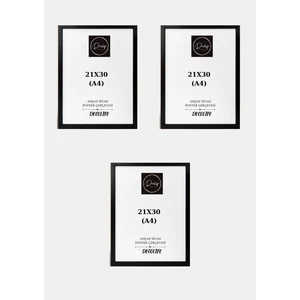 3 Adet A4 Çerçeve, Belge Çerçevesi, Diploma, Sertifika, Fotoğraf Çerçevesi, Resim Çerçevesi, 21 x 30