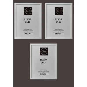 3 Adet A4 Çerçeve, Belge Çerçevesi, Diploma, Sertifika, Fotoğraf Çerçevesi, Resim Çerçevesi, 21 x 30
