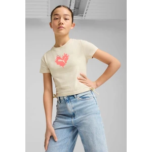 Flaming Love Knotted Tee Bej Kız Çocuk Kısa Kol T-Shirt