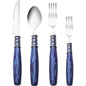 Lucas 6 Kişilik 24 Parça Çatal Kaşık Bıçak Takımı Mavi
