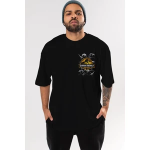 Jurassic Park (5) Ön Sol Baskılı Oversize T-Shirt Erkek Kadın Unisex Pamuk Bisiklet Yaka Tişort