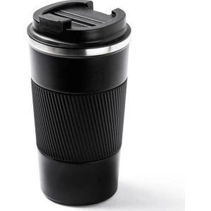Siyah Kaydırmaz Tutacaklı Paslanmaz Çelik Termos Bardak 510ML