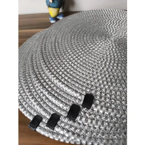 4 Adet Gri Renk Supla / Amerikan Servis / Tabak Altlığı / Kahve Sunum 32  cm