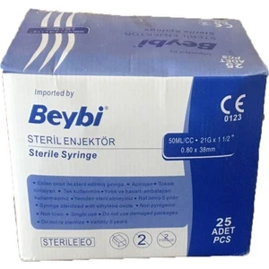 Steril Enjektör 21 g 50 cc 8,80*38 mm 25 Adet