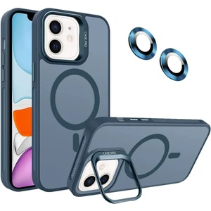 Caseart Apple iPhone 11 Lens Hediyeli Kapak Kamera Korumalı Wireless Şarj Özellikli Standlı Premium Kılıf - Lacivert