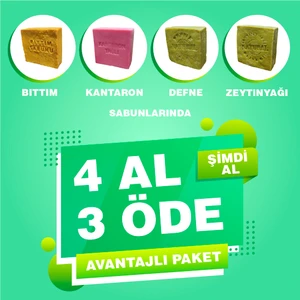 Avantajlı Paket 4 Al 3 Öde Bıttım, Defne, Kantaron ve Zeytinyağı Sabunu