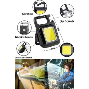 Led Mini El Feneri Şarj Edilebilir 3 Fonksiyonlu Anahtarlık, Mıknatıslı,Ultra Parlak 800 Lumen