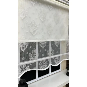 Çift Mekanizmalı Ekru Tül Perde Ve Ekru Stor Perde St 121