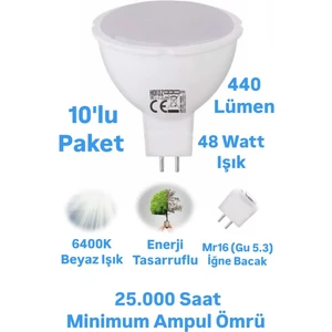 Horoz 6W MR16 LED Ampul Beyaz Işık 440 Lümen Spot Ampul Iğne Bacak Ampul 220 Volt