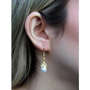 Doğal Taş Inci Sedef Doğal Taşlı Sallantılı Altın Kaplama Kadın Küpe EUKU19S