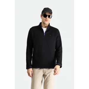 Yarım Fermuarlı Nakışlı Polar Sweatshirt