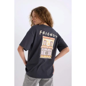 Sömestr Friends Oversize Geniş Kalıp Bisiklet Yaka Sırt Baskılı Kısa Kollu Tişört D9152AX25SM