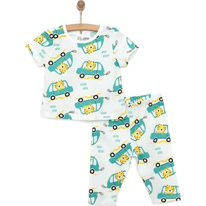 Hellobaby Erkek Kısa Kol Kaplan Desenli Bisiklet Yaka Pijama Takımı