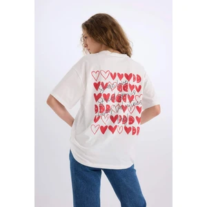 SmileyWorld Oversize Geniş Kalıp Bisiklet Yaka Sırt Baskılı Kısa Kollu Tişört D9138AX25SM