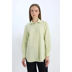 Relax Fit Basic Düz Poplin Uzun Kollu Gömlek Tunik D7341AX25SP