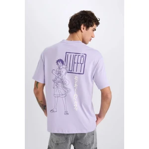 %100 Pamuk One Piece Boxy Fit Bisiklet Yaka Sırt Baskılı Kısa Kollu Tişört B8097AX25SP