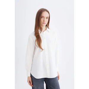 Relax Fit Basic Düz Poplin Uzun Kollu Gömlek Tunik D7341AX25SP