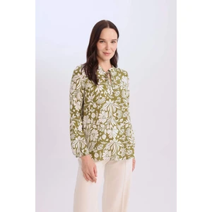 Regular Fit Apaş Yaka Desenli Uzun Kollu Bluz N1809AZ25SP