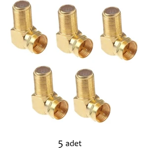 Gold L Tipi Konnektör Fiş Beş 5 Adet Çevirmeli 90 Derece Adaptör