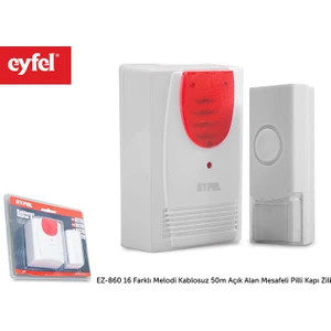 EZ-860 16 Farklı Melodi Kablosuz 50m Açık Alan Mesafeli Pilli Kapı Zili