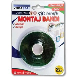 Çift Taraflı Montaj Bandı 19mmX5 Mt Şeffaf Vhb Bandı (Banyo- Mutfak- Cam-Ayna)