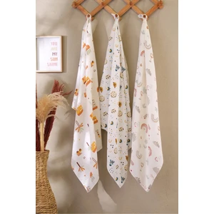 3 Adet Çok Amaçlı Müslin Örtü & Battaniye %100 Pamuk Xl Boy 100 x 80 cm