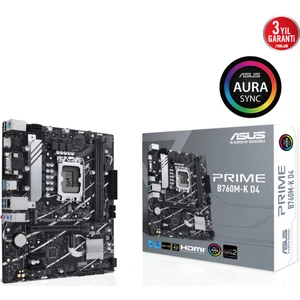Prime B760M-K D4 Intel B760 Soket 1700 DDR4 5333(OC)MHz mATX Gaming (Oyuncu) Anakart