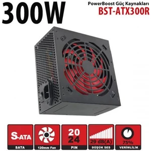 BST-ATX300R 300w, PPFC 12cm Kırmızı Fanlı ATX PSU (Retail Box) Güç Kaynağı