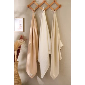3 Adet Çok Amaçlı Müslin Örtü & Battaniye 2 Katlı Pamuk Xl Boy 100 x 85 cm ( Bej,Taş,Krem )
