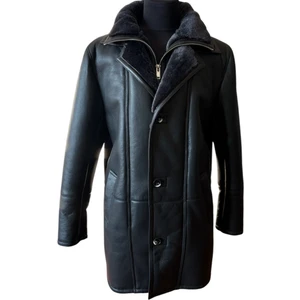 Asus Deri - Jacob - Erkek Siyah  Koyun Kürkü Kaban