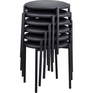 Nil Siyah Metal Ayak Deri Istiflenebilir Mutfak-Balkon Taburesi (6 Adet)