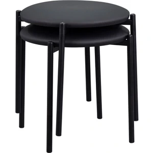 Nil Siyah Metal Ayak Deri Istiflenebilir Mutfak-Balkon Taburesi (2 Adet)