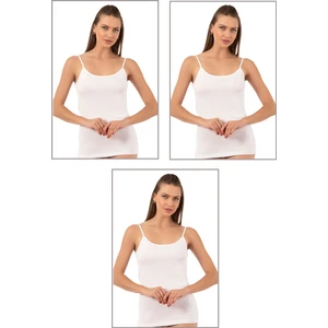 Özkan Underwear Özkan 0107 3'lü Paket Kadın %100 Pamuklu Ribana Esnek Rahat İp Askılı Örme Atlet