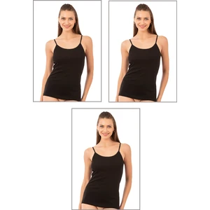 Özkan Underwear Özkan 0107 3'lü Paket Kadın %100 Pamuklu Ribana Esnek Rahat İp Askılı Örme Atlet