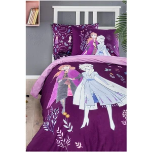 Frozen Lila Disney Lisanslı Lastikli Çarşaf  Nevresim Takımı