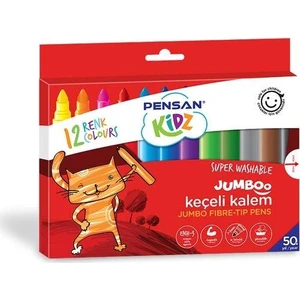 Kidz 12 Renk Yıkanabilir Jumboo Keçeli Kalem