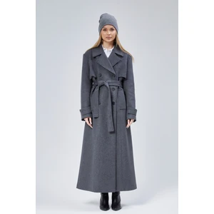 Kuşaklı Oversize Kaşe Kaban