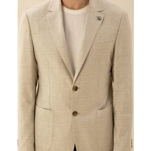 Pierre Cardin Erkek Bej Slim Fit Keten Karışımlı Blazer Ceket 50277318-VR011