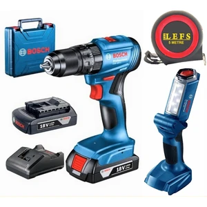 Gsb 185 Li Darbeli Çift Bataryalı Matkap Vidalama ve Bosch Glı 18 V-300 Şarjlı El Feneri