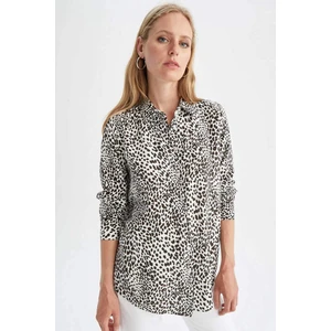 Regular Fit Leopar Desenli Uzun Kollu Gömlek I8266AZ22SM