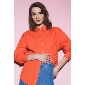 Oversize Geniş Kalıp Poplin Basic Düz Uzun Kollu %100 Pamuk Gömlek V3984AZ23SP