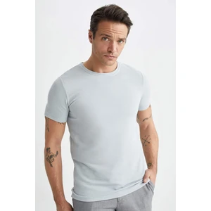 Slim Fit Dar Kesim Bisiklet Yaka Kısa Kollu Basic Düz Tişört M6608AZ23SP