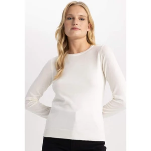 Regular Fit Bisiklet Yaka Yumuşak Dokulu Basic Düz Triko Kazak F7091AZ23WN