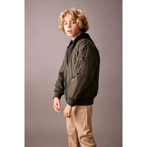 Erkek Çocuk Bomber Mont Ceket Çift Taraflı Çıkarılabilir Kapüşonlu Kolej Yaka Fermuarlı Cepli Mevsimlik Hafif A2911A823WN