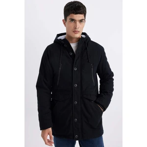 Slim Fit Dar Kesim Kapüşonlu Pelüş Astar Fermuarlı Çıtçı Kapamalı Cepli Mont Parka R6780AZ23WN