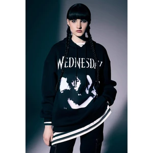 Coool Wednesday Oversize Geniş Kalıp Kapüşonlu Baskılı Kalın Sweatshirt A4638AX23SM