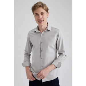 Slim Fit Dar Kesim Pamuklu Basic Düz Uzun Kollu Gömlek A4644AX23AU