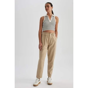 Paperbag Gabardin Kumaş Pantolon Yüksek Bel Cepli Basic Düz Standart Paça S2790AZ23WN
