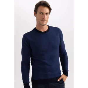 Lacivert Standart Fit Normal Kesim Bisiklet Yaka Triko Kazak R1110AZ23WN